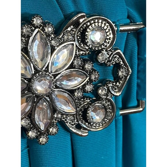 Retro Jewel Tone Tank Belted Midi Dress 16 Blue Jewels Metallic Chic Glam Preppy - Picture 11 of 14